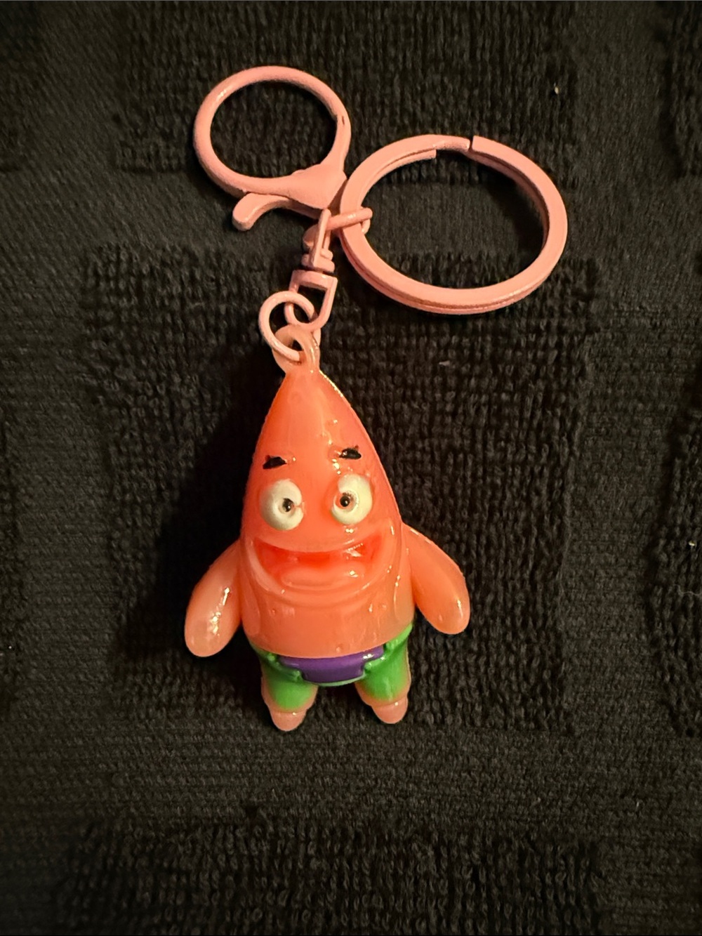 Pink Starfish ( Patric Star ) Keychain Charm with Green Shorts